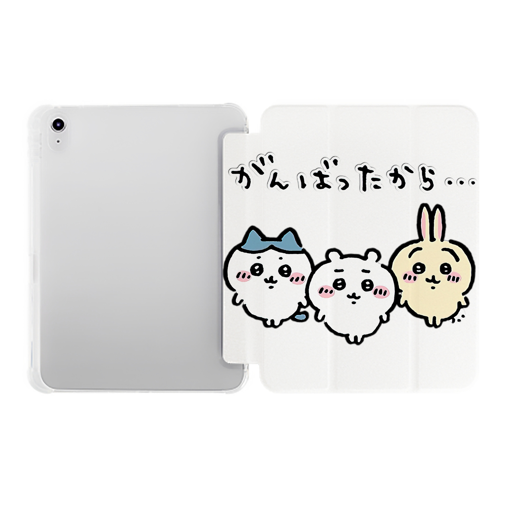 （画像用） ちいかわ ハチワレ Chii-kawa hachiware IPad ケース ペン収納付き 三つ折りスタンド PUレザー×シリコン 対応機種9.5/10.5/10.9インチ
